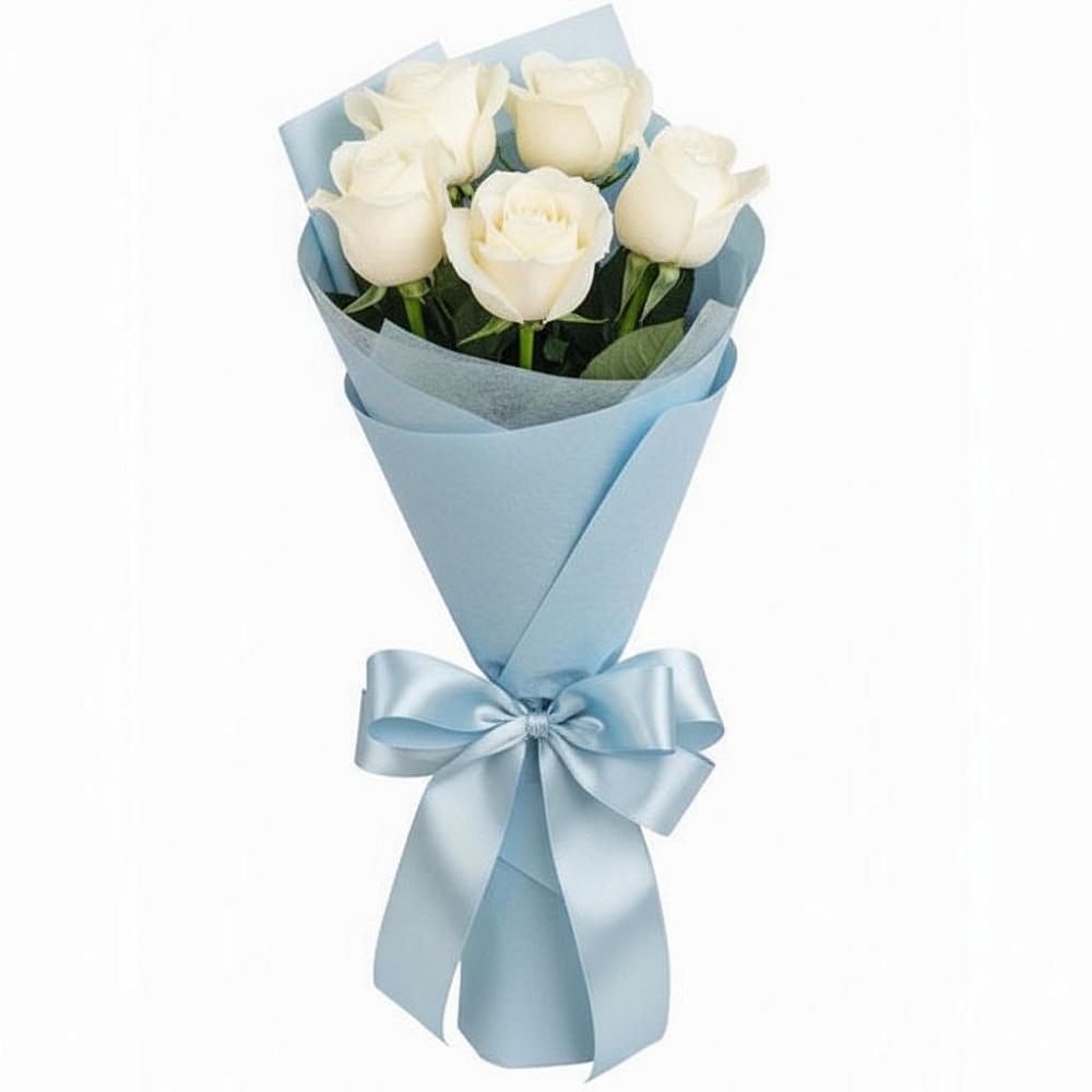 Букет 5 Белых роз Проуд в Новой Ладоге