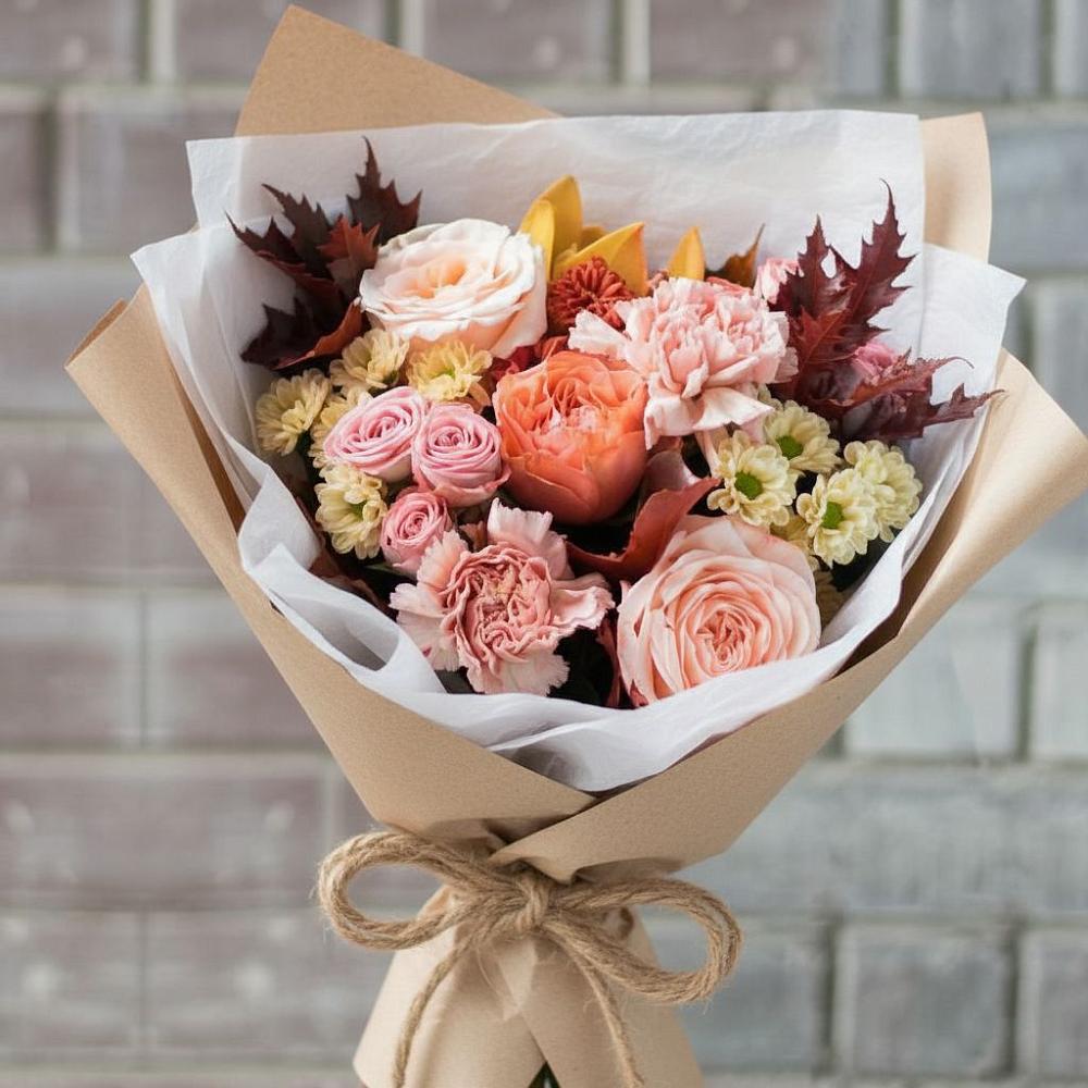 Букет цветов из: Гвоздики, Хризантемы и Розы в Новой Ладоге