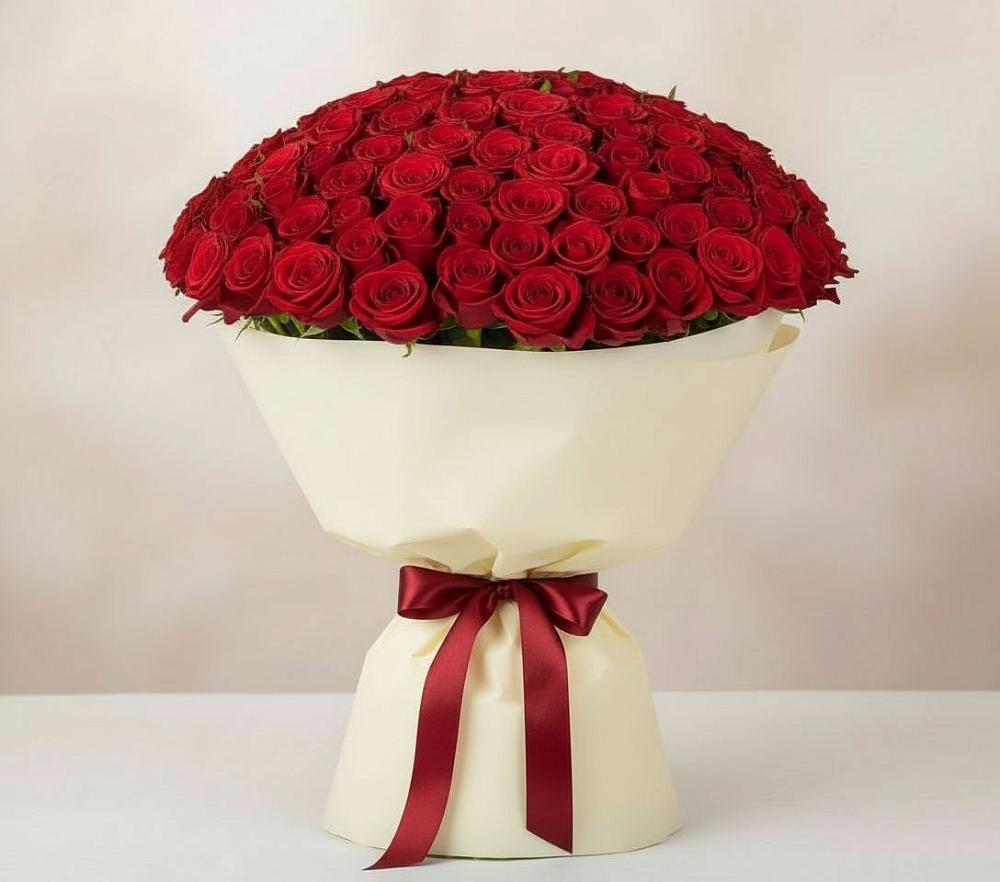 Букет 101 Красная роза Милано в Новой Ладоге