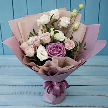 Букет цветов из:  Розы и Лизиантусы в Новой Ладоге