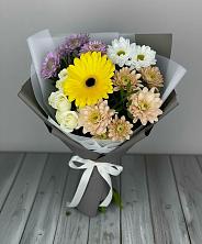 Букет цветов из:  Розы, Герберы и Хризантемы в Новой Ладоге