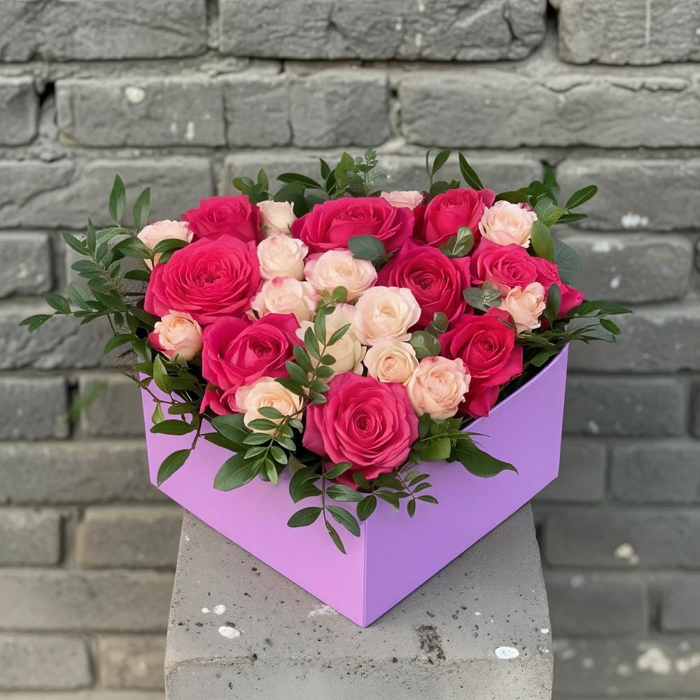 Цветочная композиция из Розы в коробке в Новой Ладоге