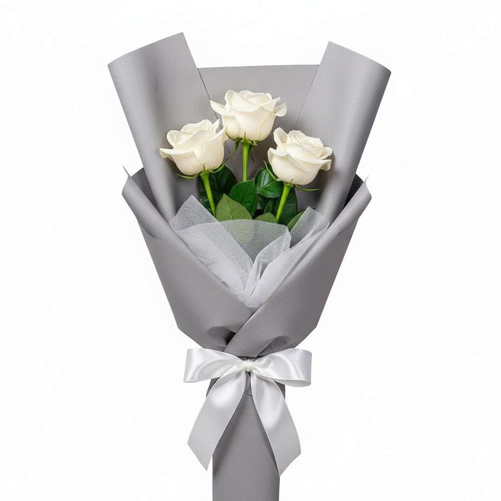 Букет 3 белые розы в Новой Ладоге
