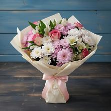 Букет цветов из:  Хризантемы, Альстромерии и Розы в Новой Ладоге