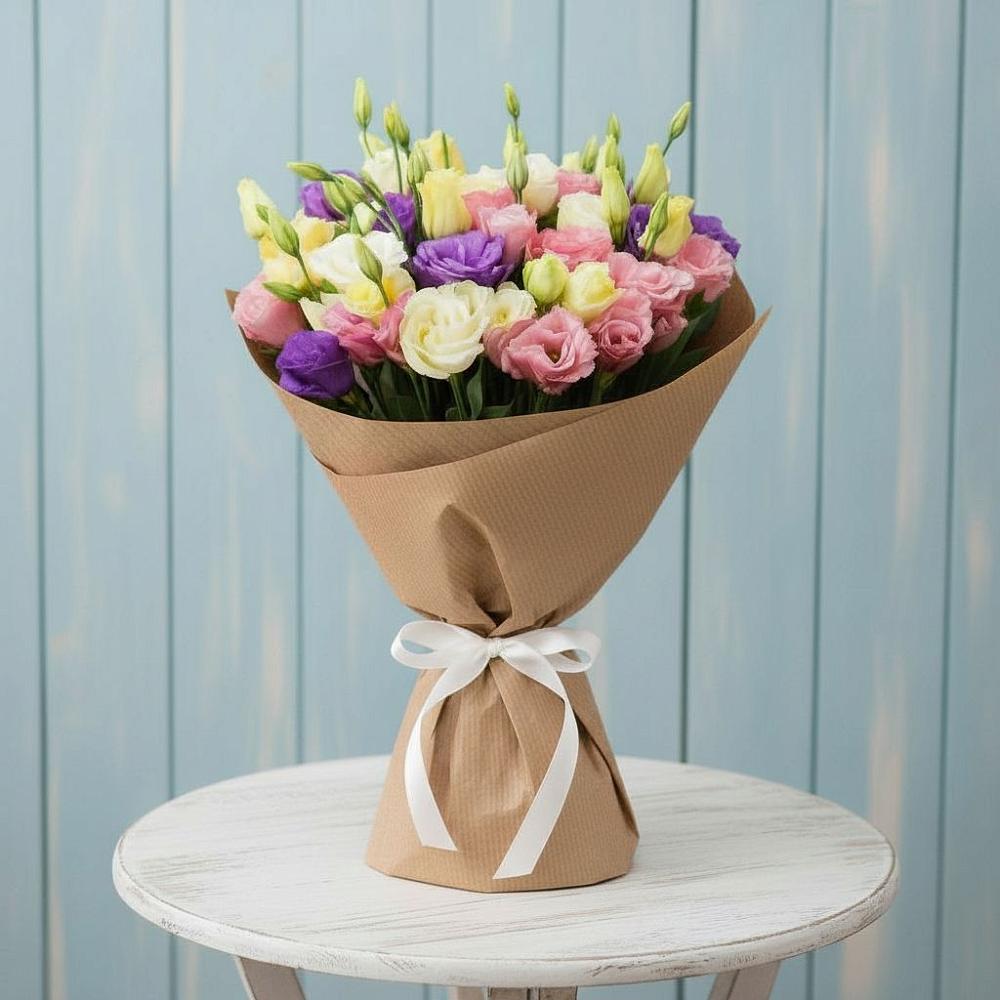 Букет цветов из: Лизиантусы в Новой Ладоге