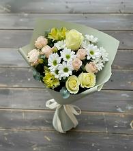 Букет цветов из:  Альстромерии, Розы и Хризантемы в Новой Ладоге