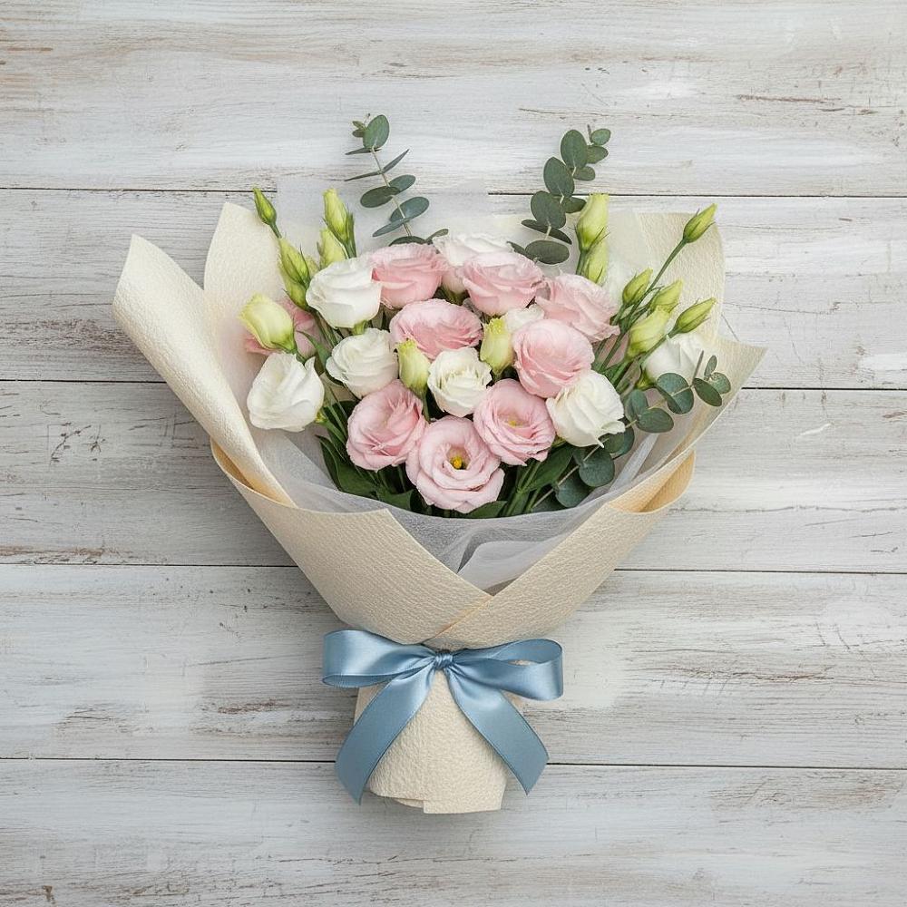 Букет цветов из: Лизиантусы в Новой Ладоге